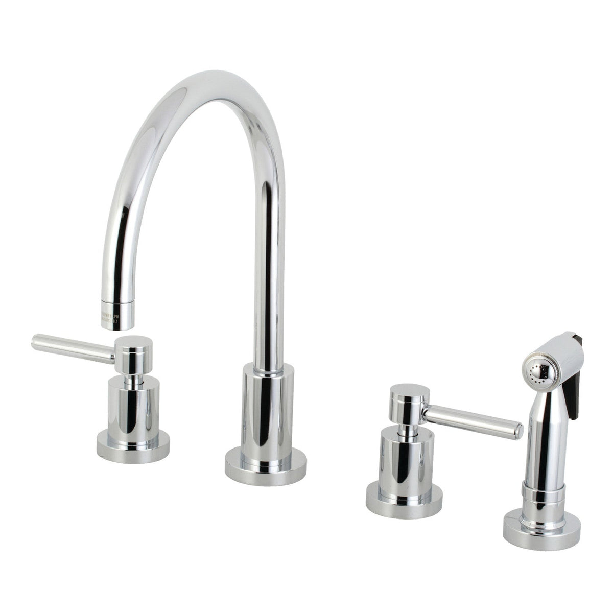 Concord Double-Handle Widespread Kitchen Faucet with Brass Sprayer in Polished Chrome