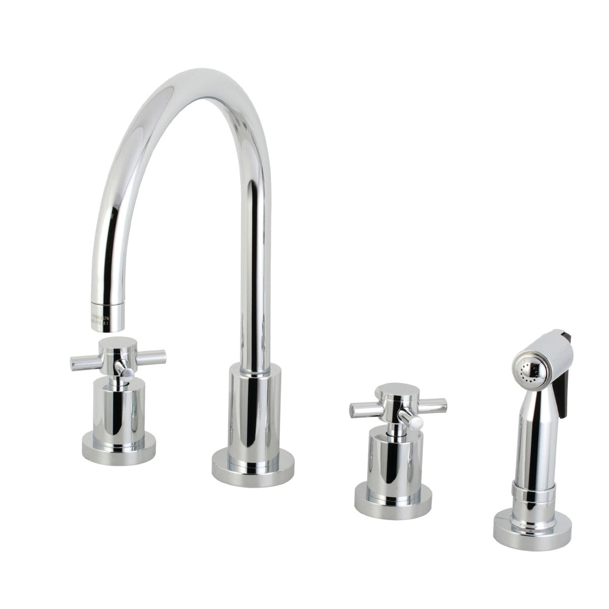 Concord Double-Handle Widespread Kitchen Faucet with Brass Sprayer in Polished Chrome