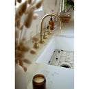 Kingston Brass Manhattan Double-Handle Widespread Kitchen Faucet with Brass Sprayer, Brushed Brass (KS8727CMLBS)