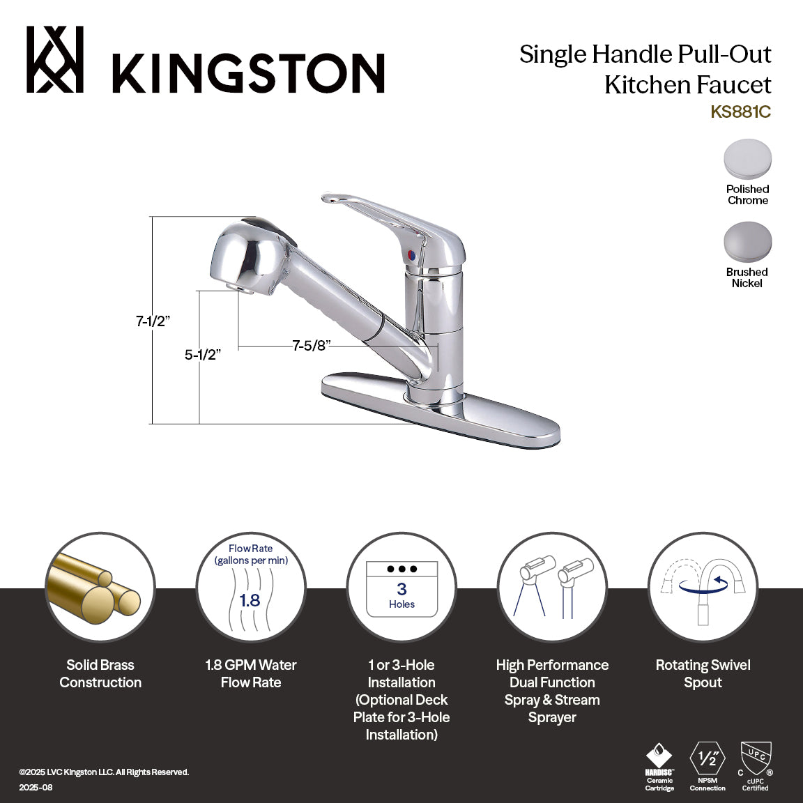 Wyndham Single-Handle Pull-Out Kitchen Faucet in Polished Chrome