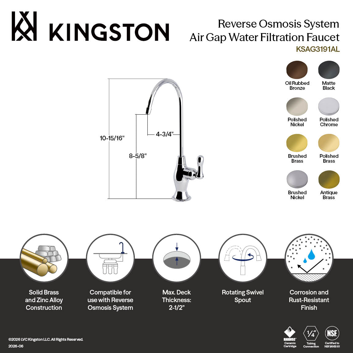 Restoration Single-Handle 1-Hole Deck Mount Water Filtration Faucet in Polished Nickel