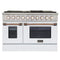 Kucht Signature 48-Inch Propane Gas Range with Convection Oven in White with White Knobs & Gold H&le (KNG481/LP-W-GOLD)