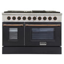 Kucht Signature 48-Inch 6.7 cu ft. Propane Gas Range with Black Door & Gold Accents (KNG481/LP-K-GOLD)