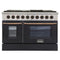 Kucht Signature 48-Inch 6.7 cu ft. Propane Gas Range with Black Door & Gold Accents (KNG481/LP-K-GOLD)
