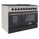 Kucht Signature 48-Inch 6.7 cu ft. Propane Gas Range with Black Door & Gold Accents (KNG481/LP-K-GOLD)