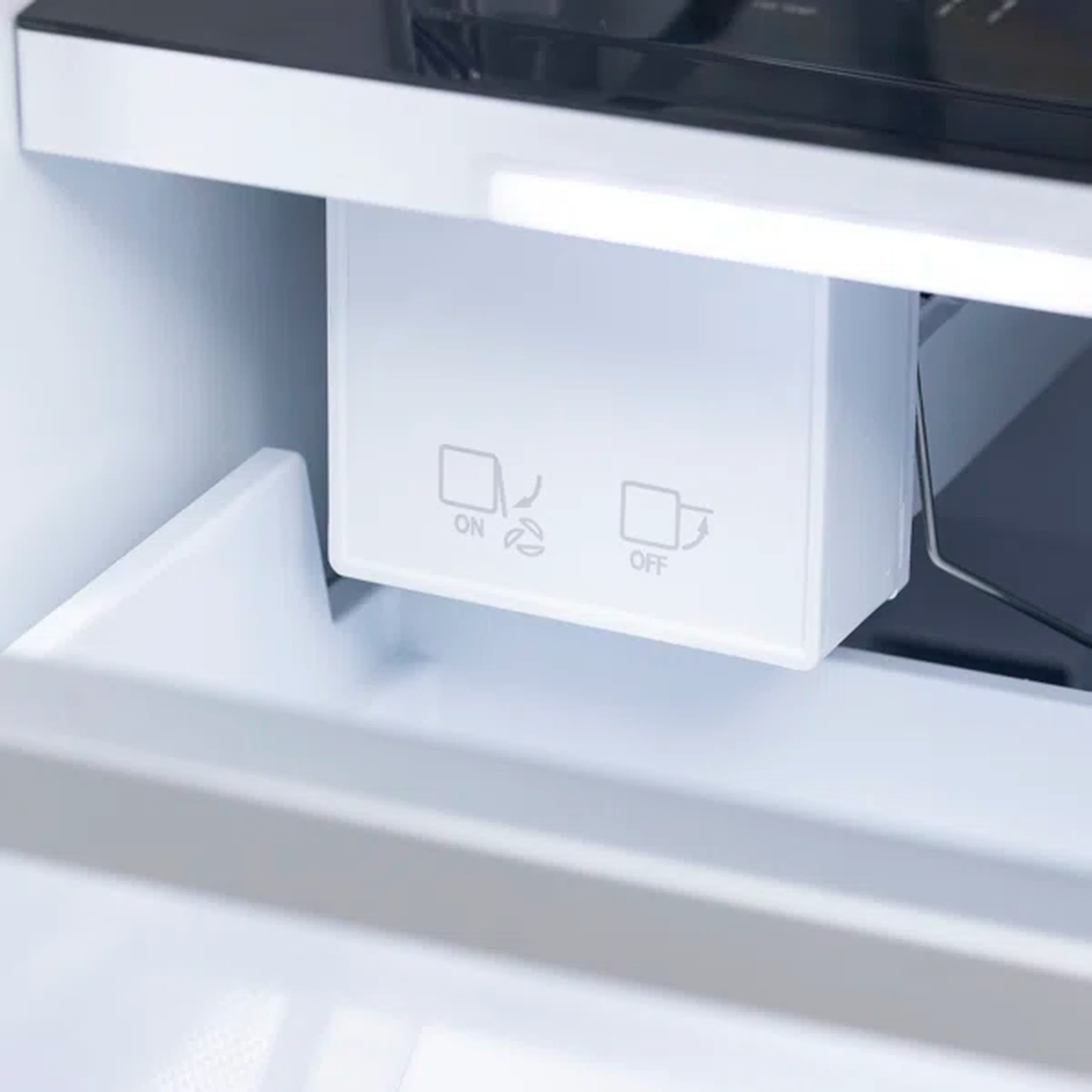 Built-in freezer control panel with indicator icons and power OFF symbol