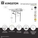 Kingston Brass Aurelius 24" Solid Surface Console Sink with Brass Legs (8-Inch, 3-Hole), Matte White/Matte Black (KVPB3248SQA0)