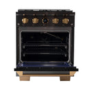 Kucht 2-Piece Appliance Package - 30-Inch Natural Gas Range with 4.2 Cu. Ft. Oven & Wall Mount Range Hood in Dark Titanium Stainless Steel with Gold Accents
