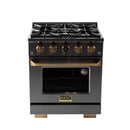 Kucht Horus 30-Inch Dual Fuel Range with 4.2 cu. ft. Electric Oven and 4 Gas Burners in Dark Titanium Stainless Steel with Digital Thermostat (KXD30)