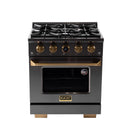 Kucht Horus 30-Inch Dual Fuel Range in Propane Gas with  4.2 cu. ft. Electric Oven & 4 Gas Burners in Dark Titanium Stainless Steel with Digital Thermostat (KXD30/LP)