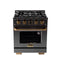 Kucht Horus 30-Inch Dual Fuel Range in Propane Gas with  4.2 cu. ft. Electric Oven & 4 Gas Burners in Dark Titanium Stainless Steel with Digital Thermostat (KXD30/LP)