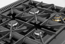 Kucht 2-Piece Appliance Package - 36-Inch Propane Gas Range with 5.2 Cu. Ft. Oven & Wall Mount Range Hood in Dark Titanium Stainless Steel with Gold Accents
