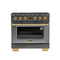 Kucht Horus 36-Inch Dual Fuel Range in Propane Gas with  5.2 cu. ft. Electric Oven & 6 Gas Burners in Dark Titanium Stainless Steel with Digital Thermostat (KXD36/LP)