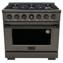 Kucht KX Gemstone 36-Inch Freestanding Natural Gas Dual Fuel Range with 6 Burners, 5.2 Cu. Ft. Oven Capacity in Titanium Stainless Steel (KXD36-TT)