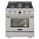 Kucht Horus 30-Inch Dual Fuel Range with 4.2 cu. ft. Electric Oven and 4 Gas Burners in Stainless Steel with Digital Thermostat (KXP30-SS)