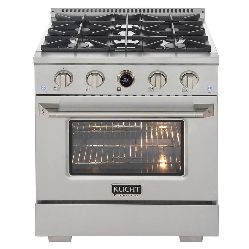 Kucht Horus 30-Inch Dual Fuel Range with 4.2 cu. ft. Electric Oven and 4 Gas Burners in Stainless Steel with Digital Thermostat (KXP30-SS)