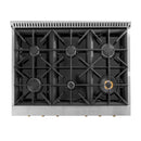 Kucht Horus 36-Inch Dual Fuel Range in Propane Gas with  5.2 cu. ft. Electric Oven & 6 Gas Burners in Stainless Steel with Gold Accents & Digital Thermostat (KXP36-GL/LP)
