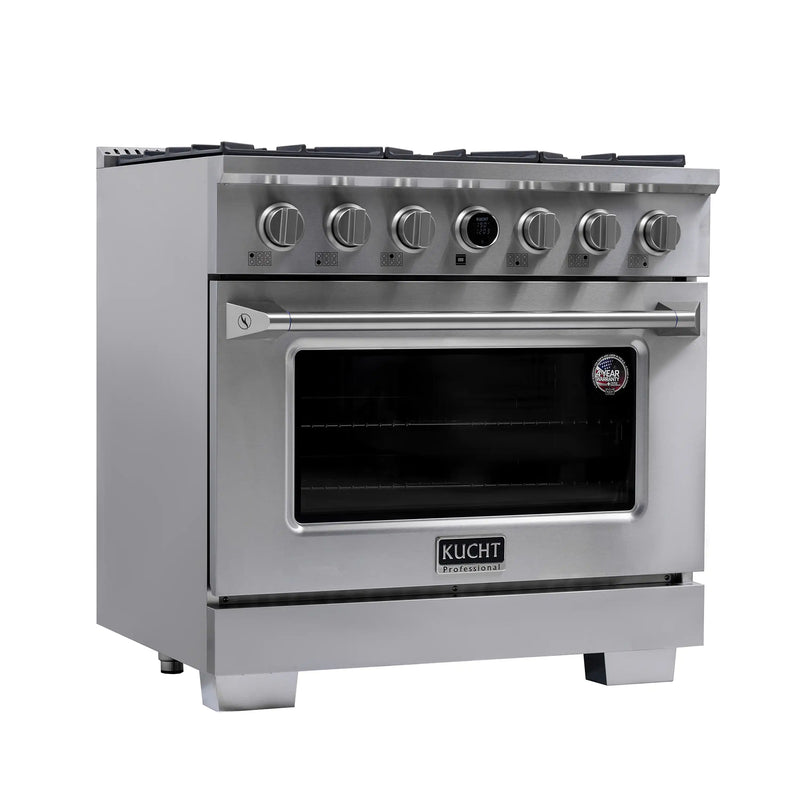 Kucht Horus 36-Inch Dual Fuel Range with 5.2 cu. ft. Electric Oven and 6 Gas Burners in Stainless Steel with Digital Thermostat (KXP36-SS)