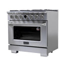 Kucht Horus 36-Inch Dual Fuel Range in Propane Gas with  5.2 cu. ft. Electric Oven & 6 Gas Burners in Stainless Steel with Digital Thermostat (KXP36-SS/LP)