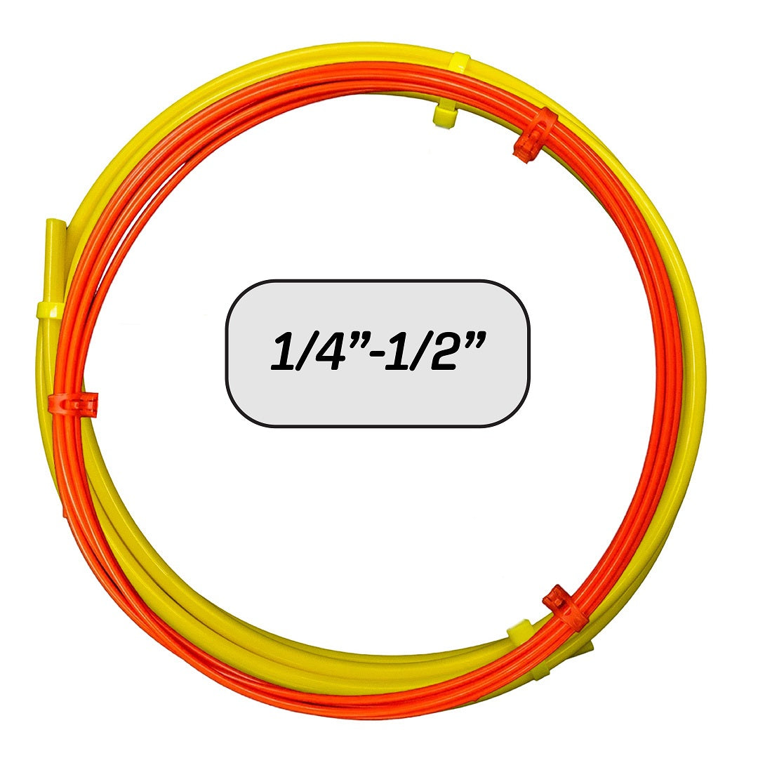 Coiled tubes in orange/yellow, size 1/4"-1/2"