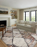 Loloi Levitt Shags in Ivory and Fiesta 2' 7" x 12' Runner Rug (LEV-05)