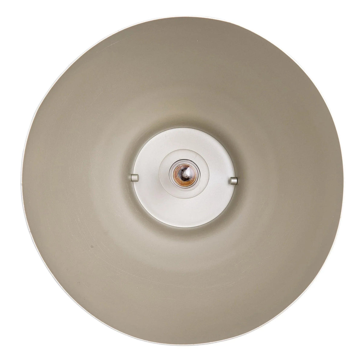 Modern metal island pendant light canopy with exposed socket and white mounting ring
