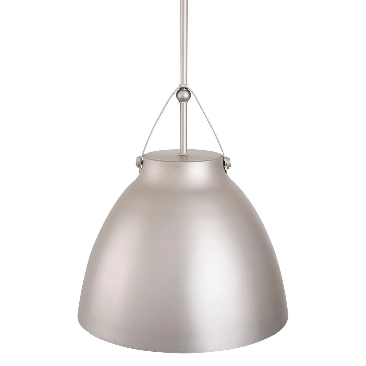 Modern metal island pendant light with matte white dome shade and metal stem