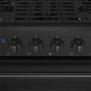 Black oven control knobs panel with markings for oven settings