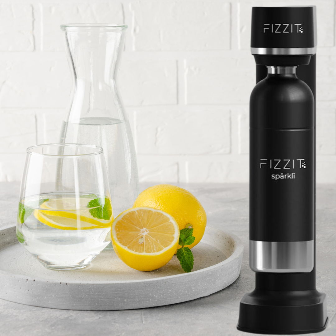 Fizzit Spärklï Sparkling Water Maker Fizz & Flavor Bundle with 60L CO2 Cylinder and 12-Pack CraftMix Drink Mixes