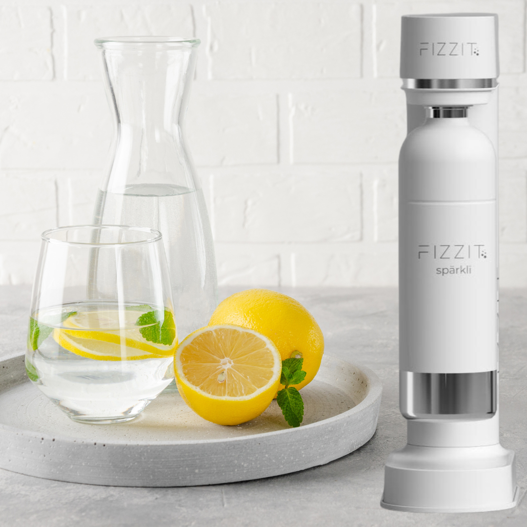 Fizzit Spärklï Sparkling Water Maker Fizz & Flavor Bundle with 60L CO2 Cylinder and 12-Pack CraftMix Drink Mixes