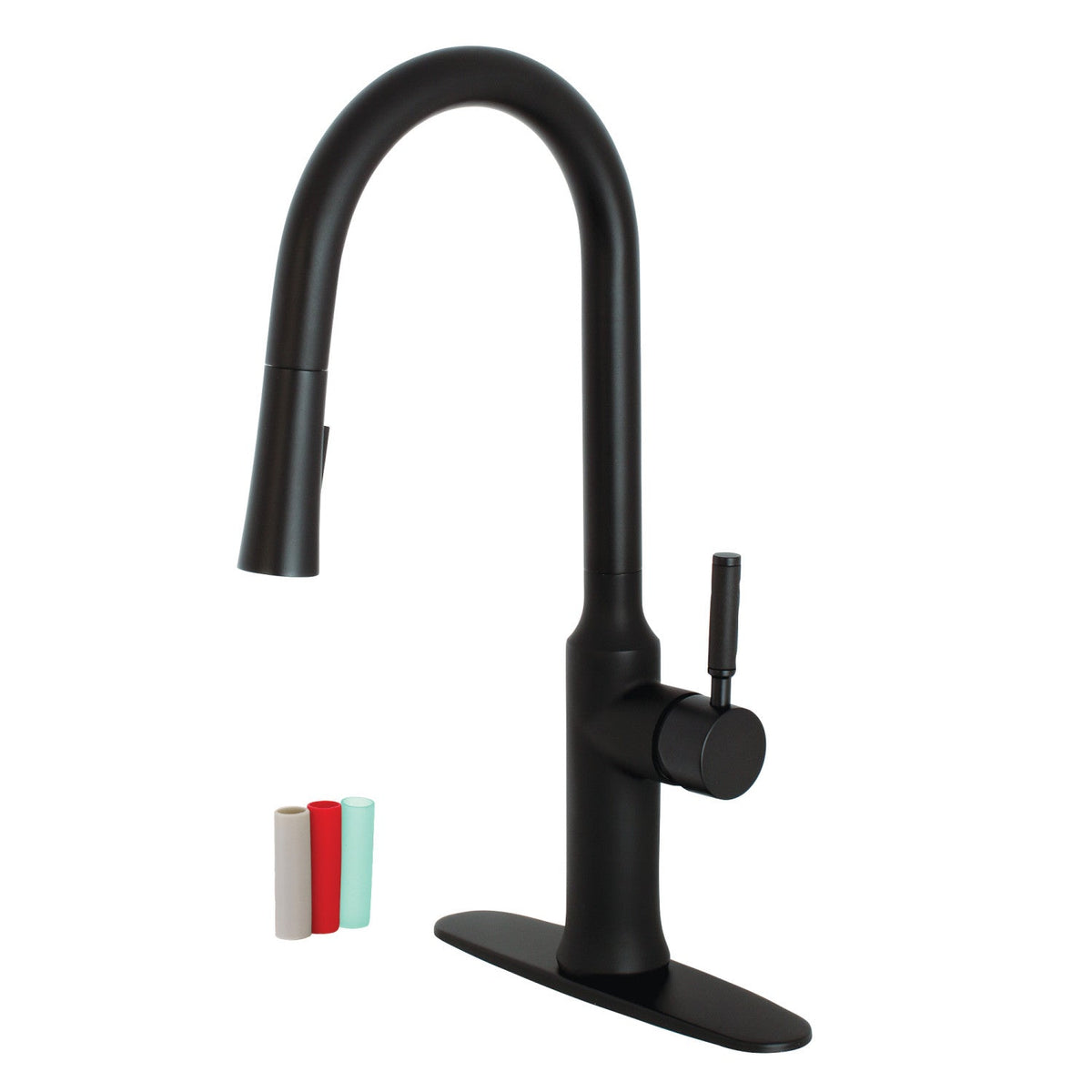 Gourmetier Kaiser Single-Handle Pull-Down Kitchen Faucet in Matte Black