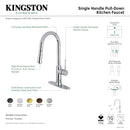 Kingston Brass Gourmetier New York Single-Handle Pull-Down Kitchen Faucet, Brushed Brass (LS2723NYL)