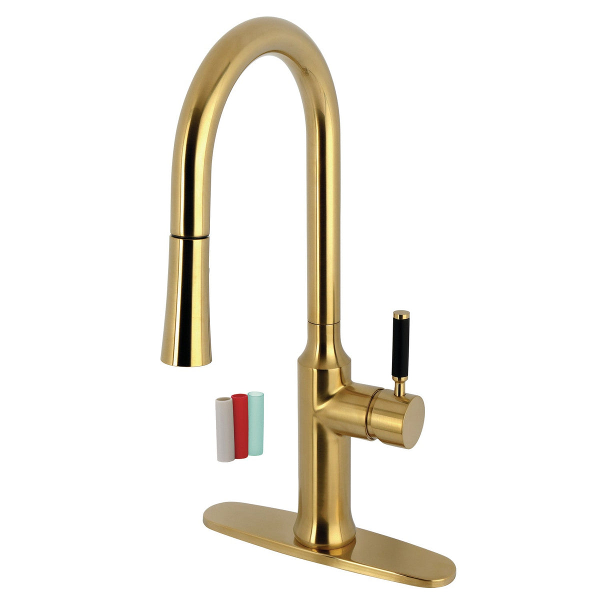Kaiser Single-Handle Pull-Down Kitchen Faucet in Brushed Brass