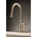 Kingston Brass Gourmetier New York Single-Handle Pull-Down Kitchen Faucet, Brushed Nickel (LS2728NYL)
