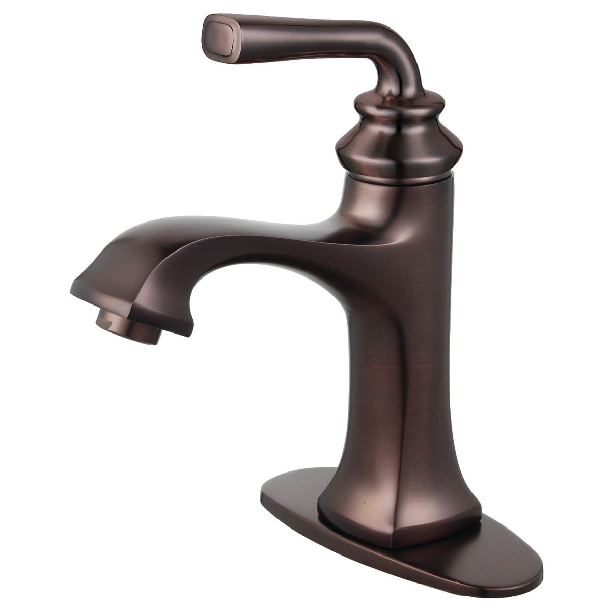 Restoration One-Handle Single-Hole Bathroom Faucet with Deck Plate and Push Pop-Up Drain in Oil Rubbed Bronze