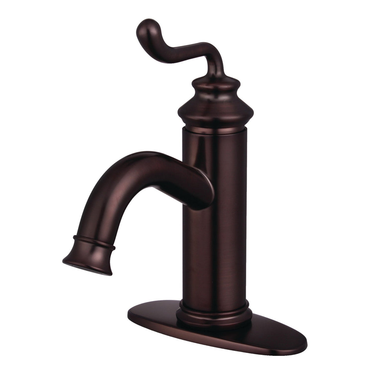 Royale One-Handle Single-Hole Bathroom Faucet with Deck Plate and Push Pop-Up Drain in Oil Rubbed Bronze