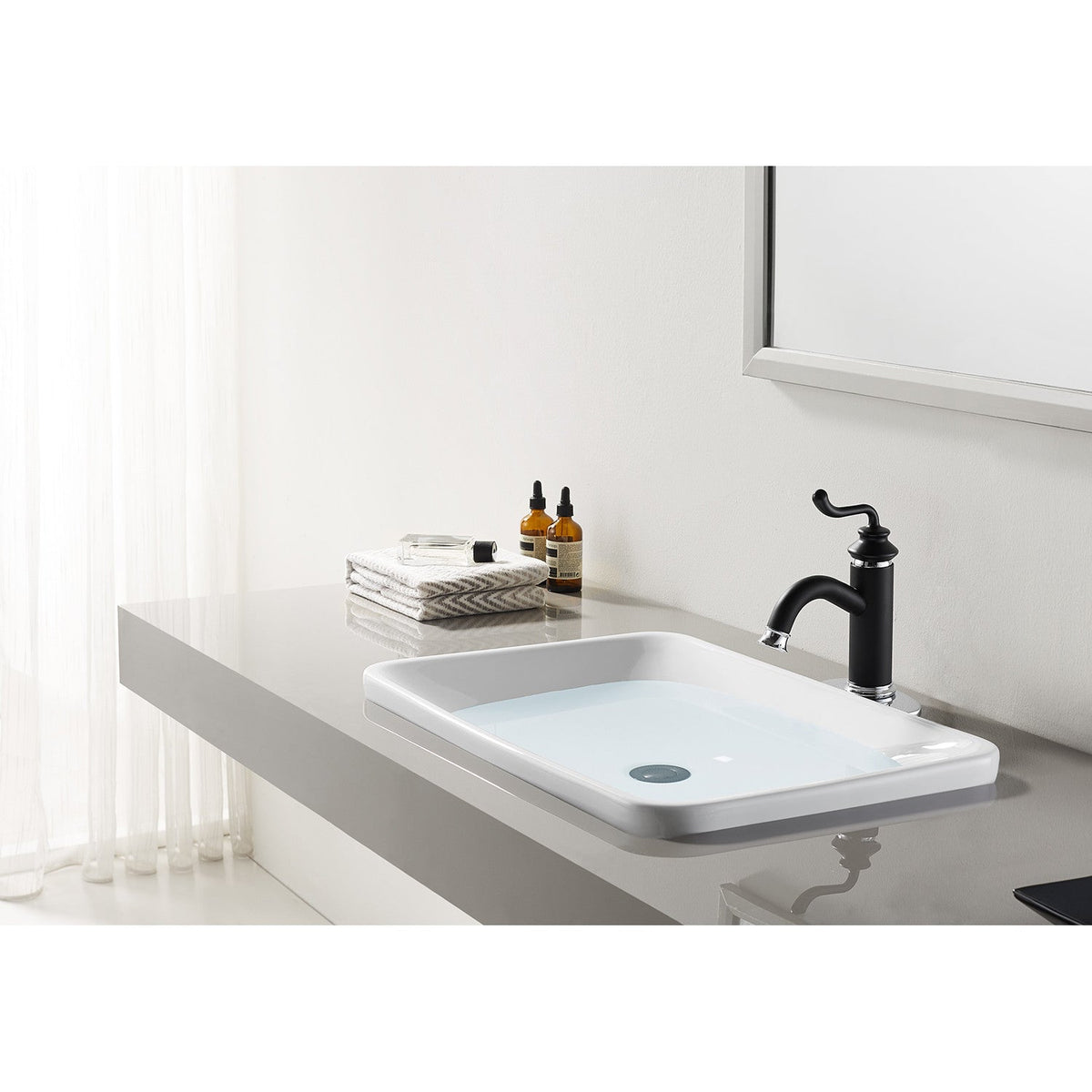 Royale One-Handle Single-Hole Bathroom Faucet with Deck Plate and Push Pop-Up Drain in Matte Black/Polished Chrome