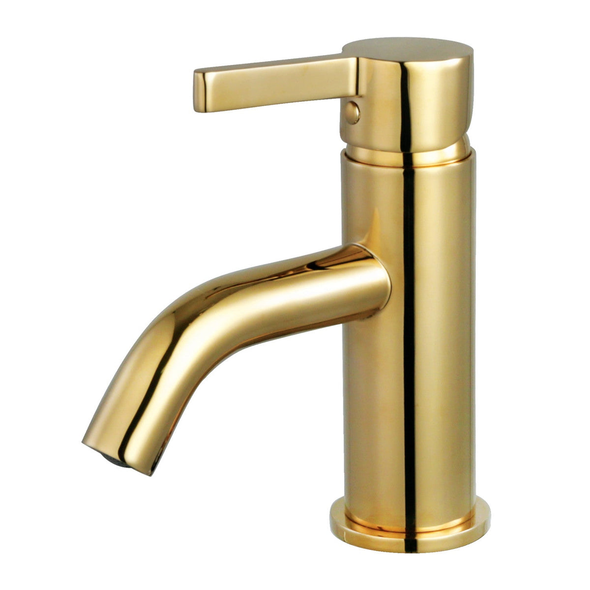 Continental One-Handle Single-Hole Bathroom Faucet with Push Pop-Up Drain in Polished Brass