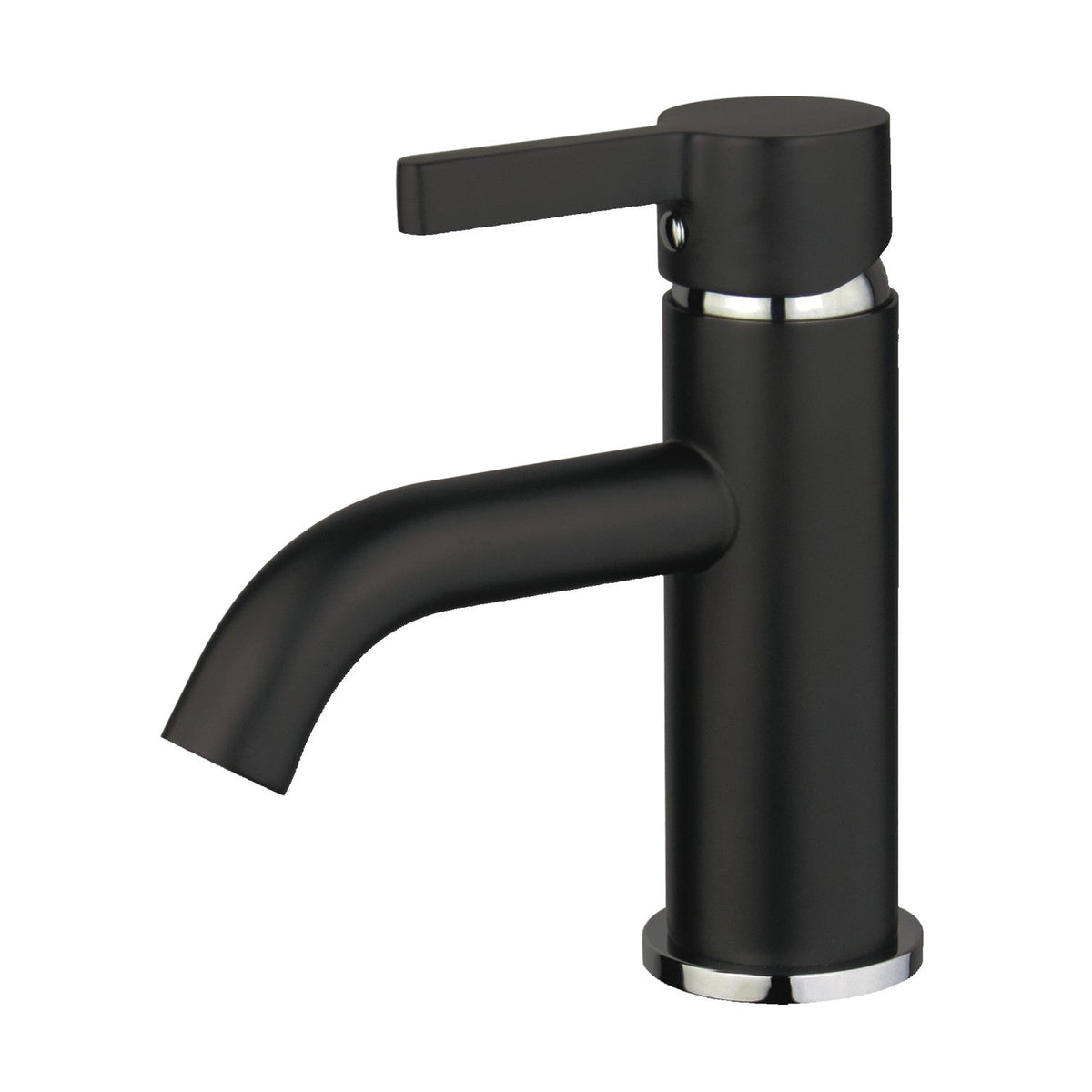 Continental One-Handle Single-Hole Bathroom Faucet with Push Pop-Up Drain in Matte Black/Polished Chrome