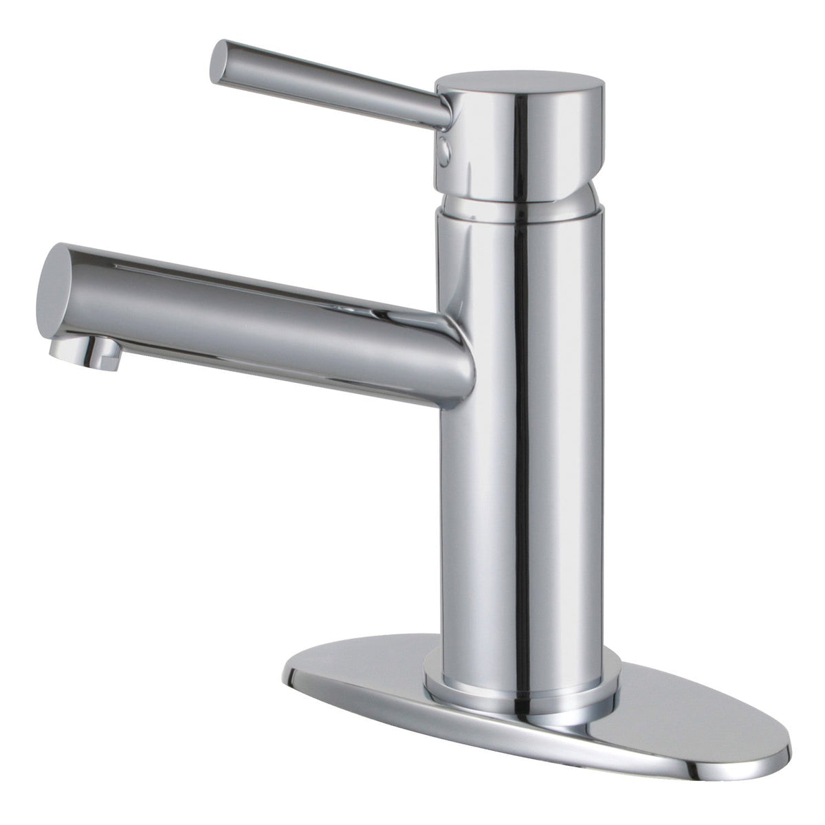 Concord One-Handle Single-Hole Bathroom Faucet with Deck Plate and Push Pop-Up Drain in Polished Chrome