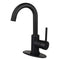 Kingston Brass Concord One-Handle Single-Hole Bathroom Faucet with Deck Plate and Push Pop-Up Drain, Matte Black (LS8430DL)