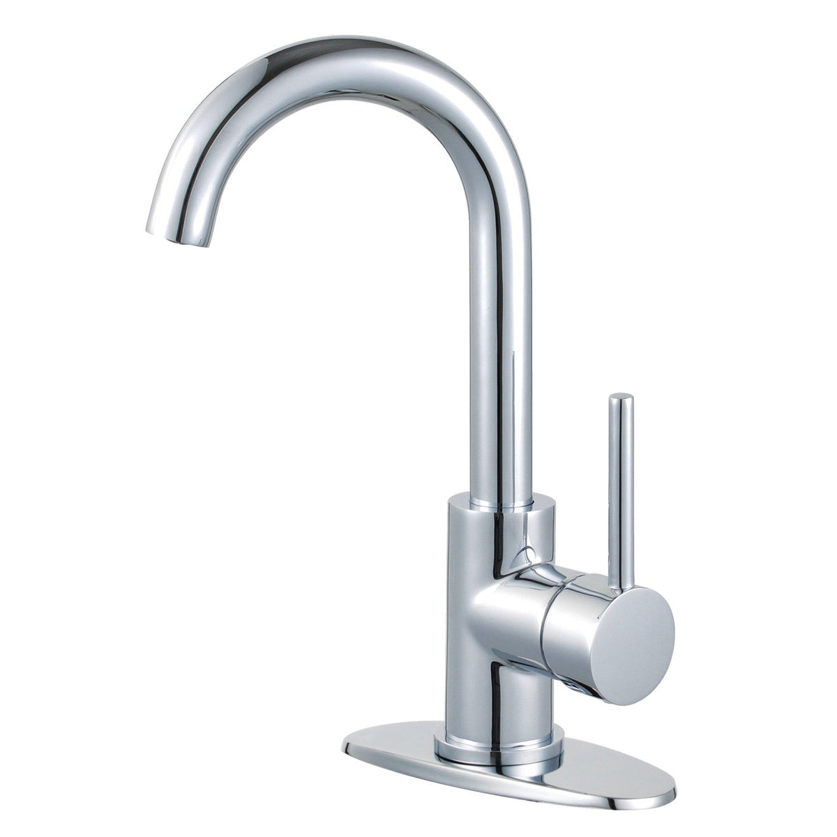 Concord One-Handle Single-Hole Bathroom Faucet with Deck Plate and Push Pop-Up Drain in Polished Chrome
