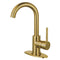 Kingston Brass Concord One-Handle Single-Hole Bathroom Faucet with Deck Plate and Push Pop-Up Drain, Brushed Brass (LS8433DL)