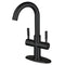 Kingston Brass Concord Two-Handle Single-Hole Bathroom Faucet with Deck Plate and Push Pop-Up Drain, Matte Black (LS8450DL)