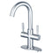 Kingston Brass Concord Two-Handle Single-Hole Bathroom Faucet with Deck Plate and Push Pop-Up Drain, Polished Chrome (LS8451DL)