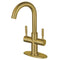 Kingston Brass Concord Two-Handle Single-Hole Bathroom Faucet with Deck Plate and Push Pop-Up Drain, Brushed Brass (LS8453DL)
