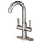 Kingston Brass Concord Two-Handle Single-Hole Bathroom Faucet with Deck Plate and Push Pop-Up Drain, Brushed Nickel (LS8458DL)