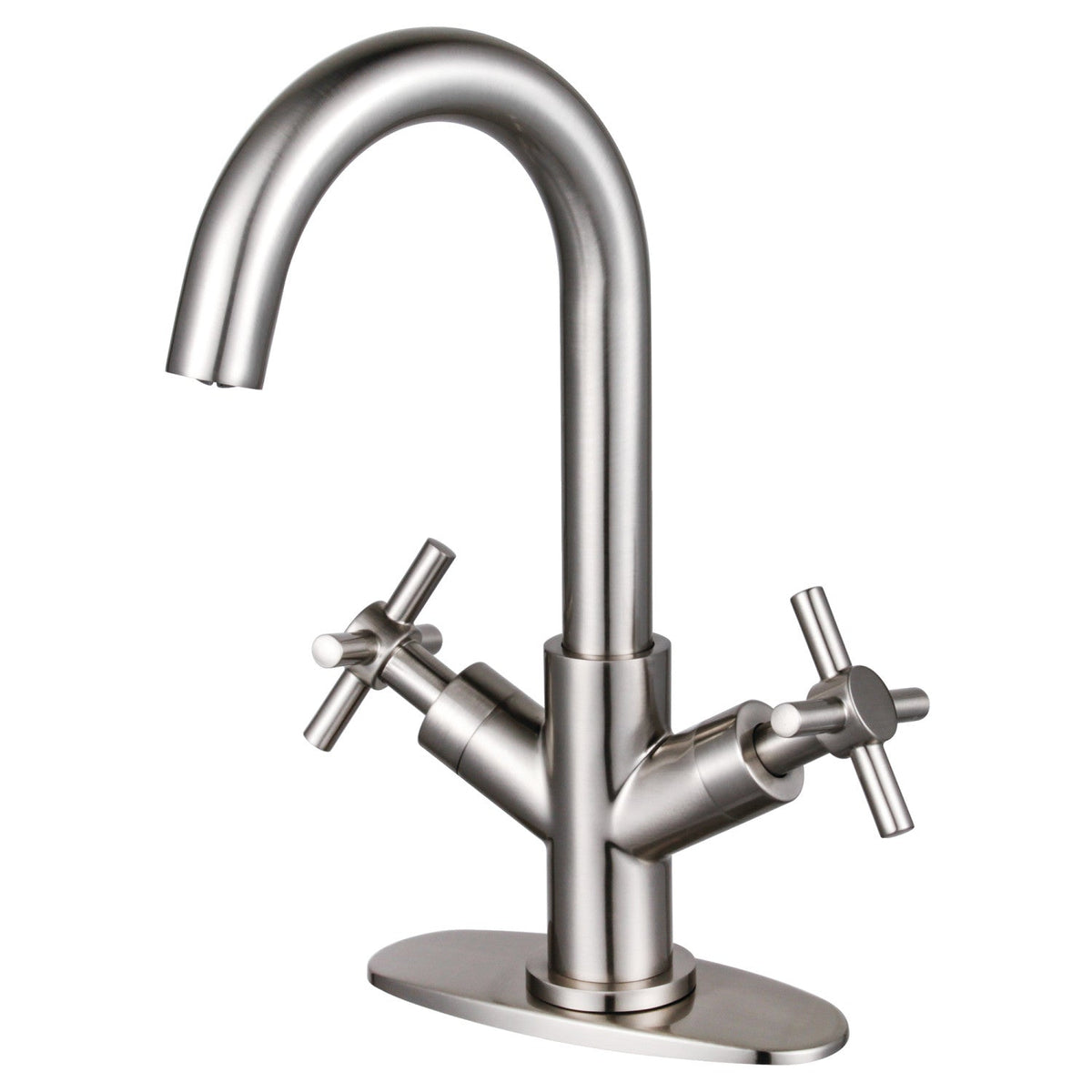Concord Two-Handle Single-Hole Bathroom Faucet with Deck Plate and Push Pop-Up Drain in Brushed Nickel