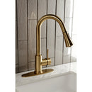 Kingston Brass Gourmetier Concord Single-Handle Pull-Down Kitchen Faucet, Brushed Brass (LS8723DL)
