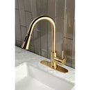Kingston Brass Gourmetier Concord Single-Handle Pull-Down Kitchen Faucet, Brushed Brass (LS8723DL)